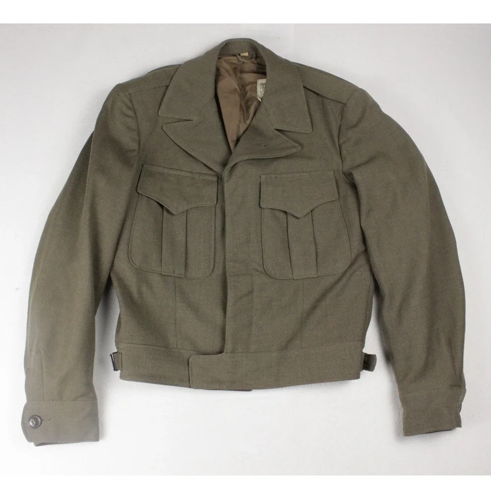 Vintage 1946 US Army Wool Field Jacket 36R WWII Post War Quartermaster Coat